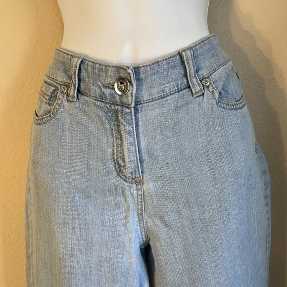 Dana Buchman Straight black label jeans light wash slight taper ankle size 6 - Picture 2 of 15